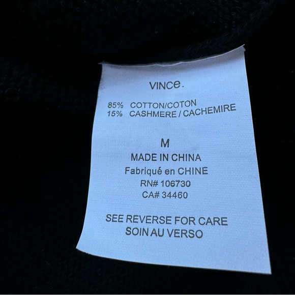 Vince Cotton Cashmere Single Button Cardigan Sweater, Size Medium, Black - Picture 3 of 8